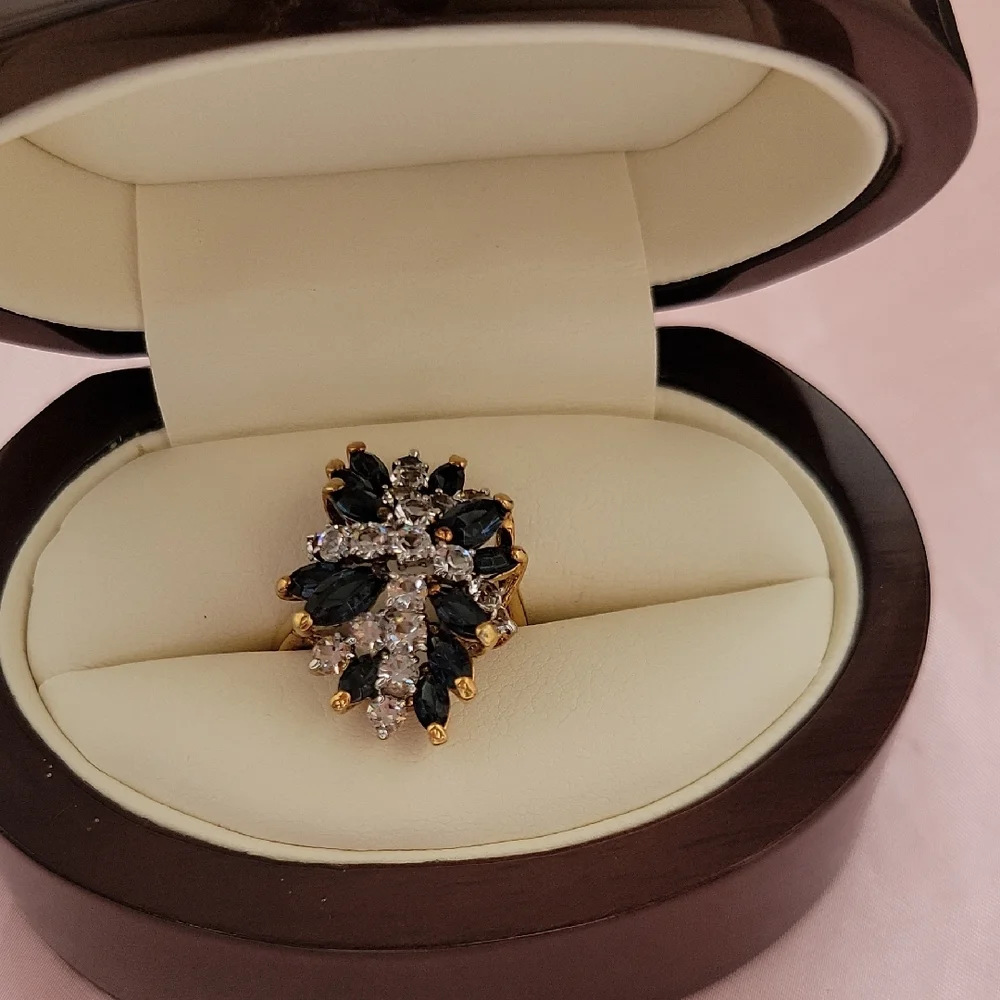 ✨️STUNNING✨️14k.ep.Gold and Saphire Gemstone Ring - Picture 1 of 5